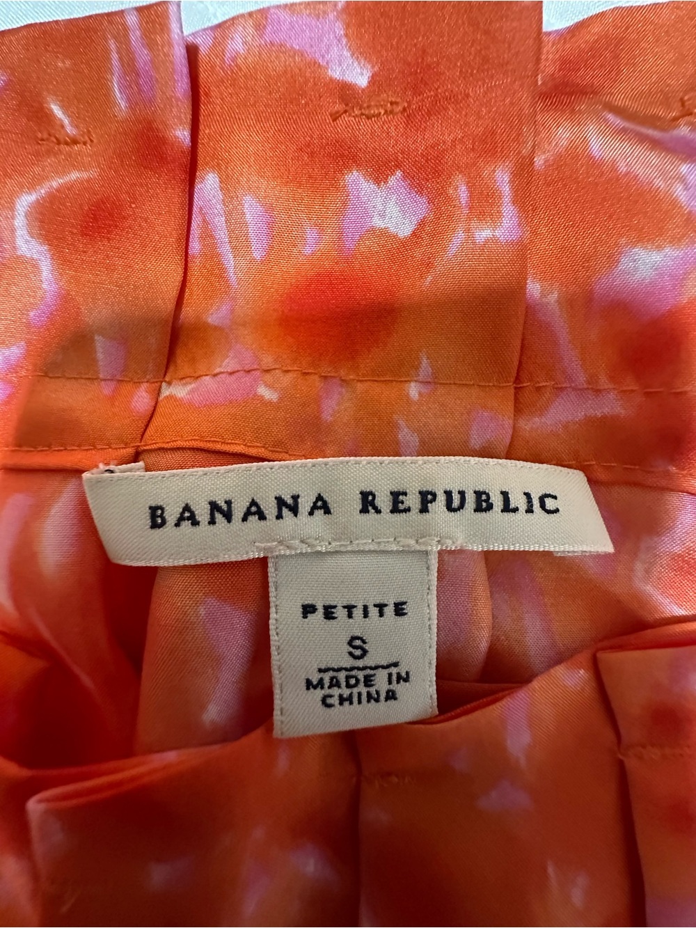 Banana Republic Orange Printed Silk Blouse